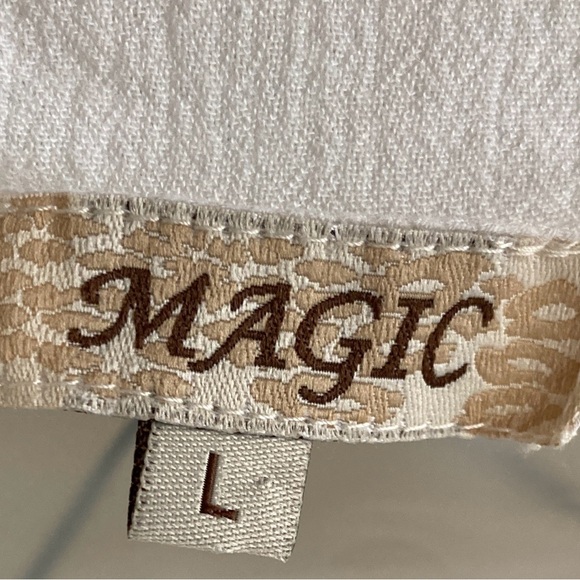 Magic Boho White Beaded & Crotchet Sleeveless Dress Large EUC - Picture 7 of 7